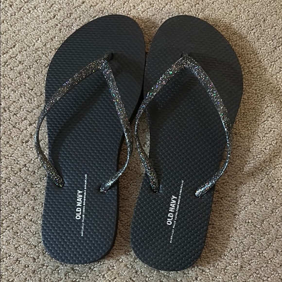Old Navy Black Glitter Flip Flops - Picture 1 of 5